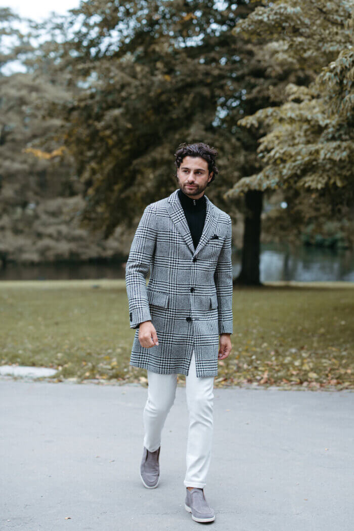 Zwart / Wit Geruite Overjas