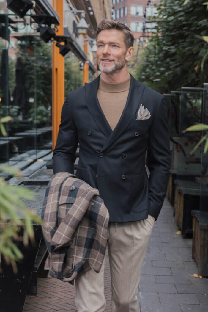 Double Breasted Nacht Blauw Maatjasje